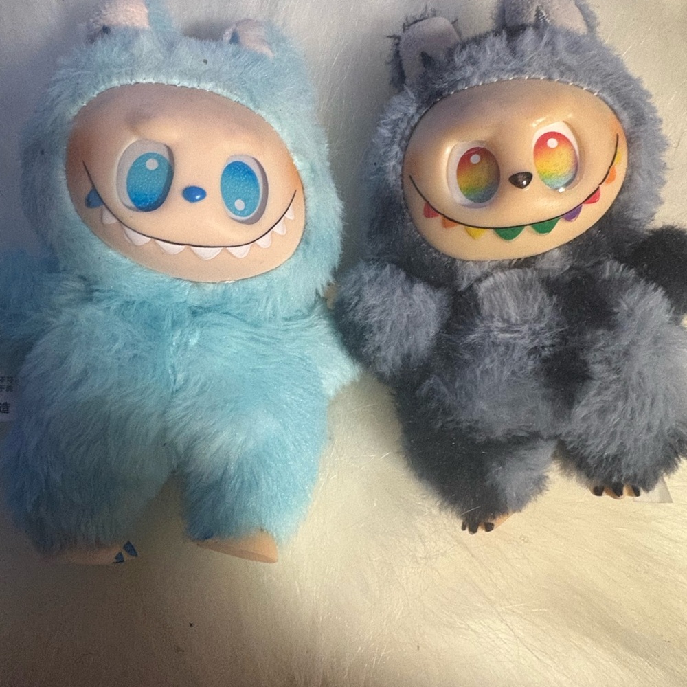 Cuddly Monster Duo labubu - Blue and Gray Plush Toys